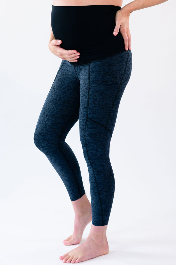 Womens Maternity Leggings Over The Belly Pregnancy Yoga Pants Active Wear  Workout Leggings Navy Blue Small