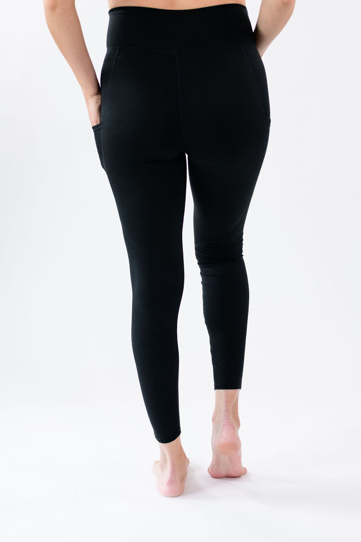 Black High Waisted Thick Maternity Leggings, 95% Polyester, 5% spandex